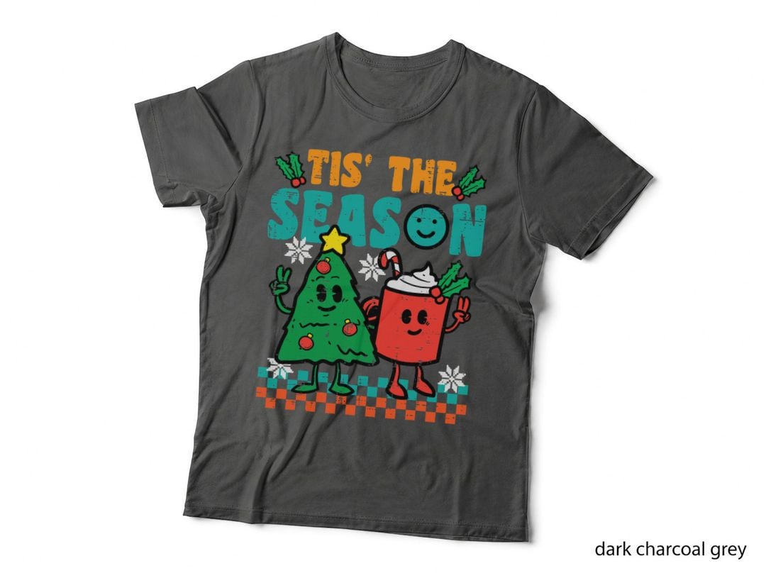Christmas Tree Hot Cocoa Tis the Season Retro Groovy Xmas T-Shirt