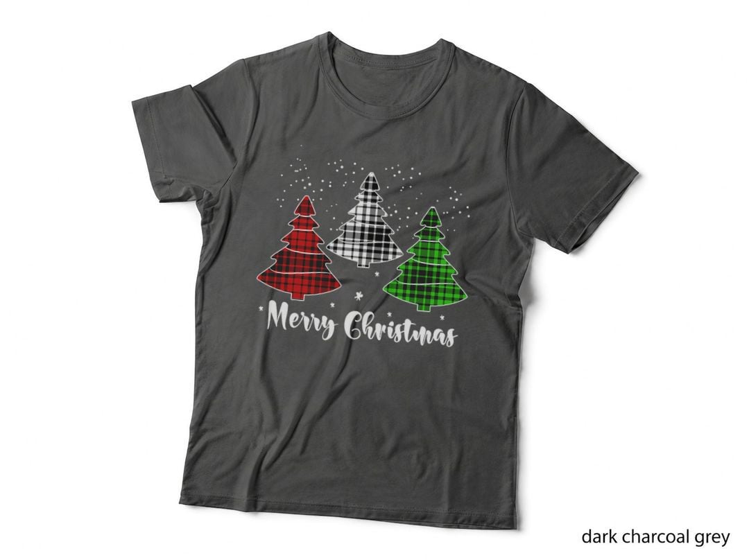 Christmas Tree Red White Green Xmas Lights Buffalo Plaid T-Shirt
