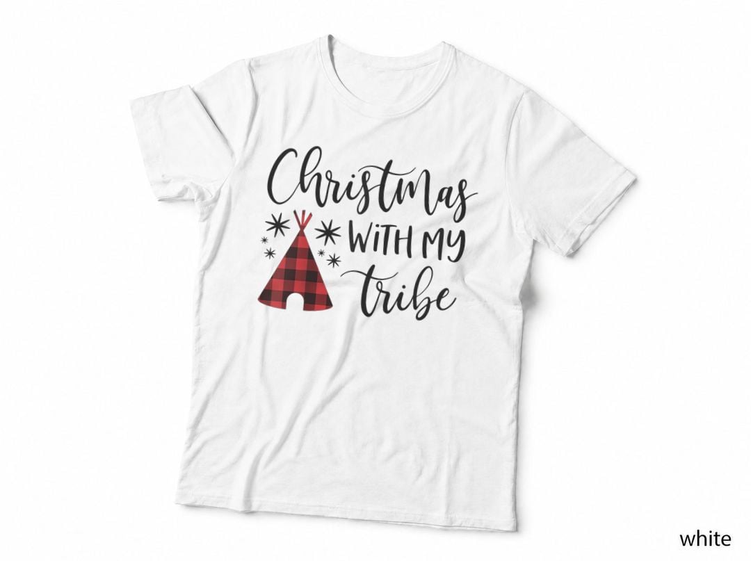 Christmas with My Tribe Family Pajamas Buffalo Plaid T-Shirt