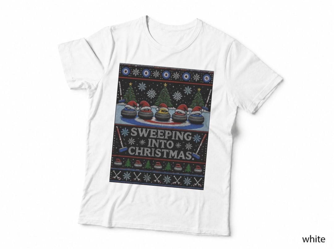 Curling Ugly Sweater Ice Sport Christmas Stones Winter Game Fan Holiday T-Shirt