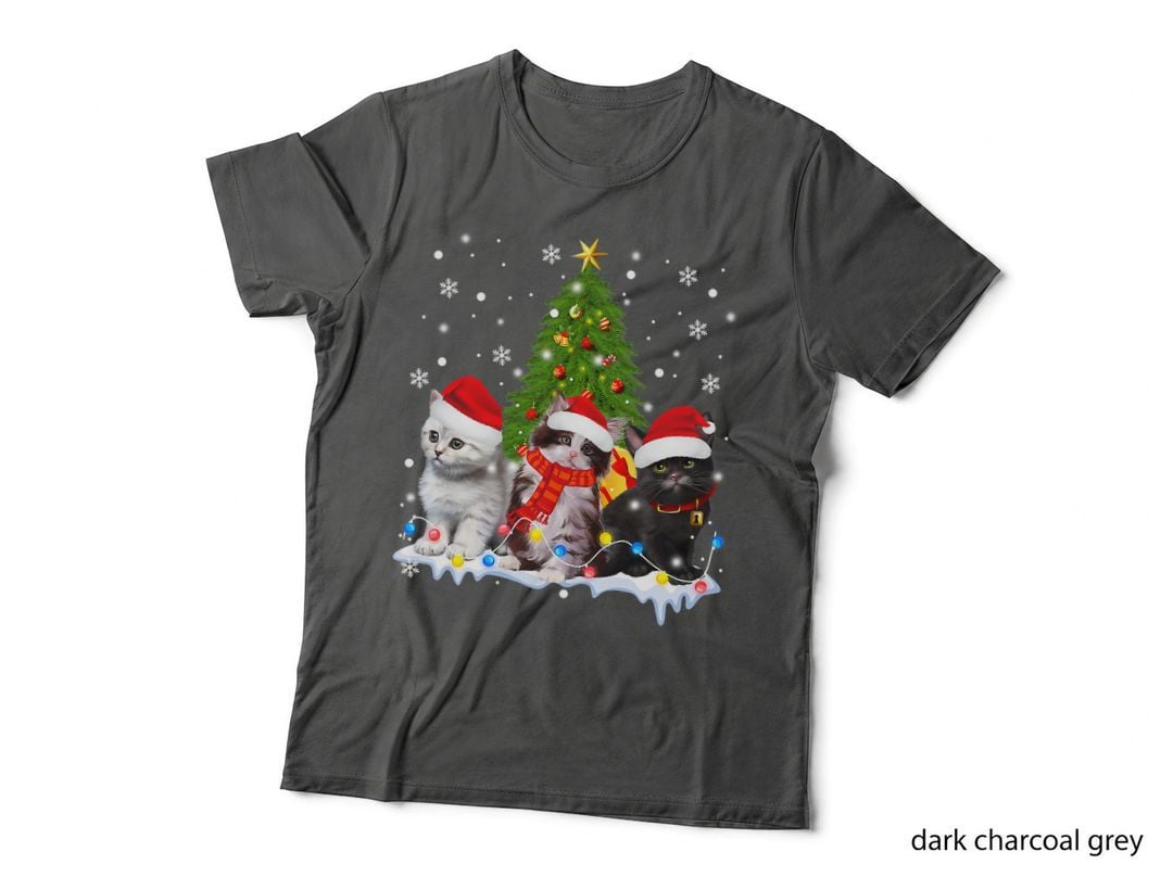 Cute Cat Christmas Tree Ornament Decor Cat Lovers Owner Xmas Gift T-Shirt