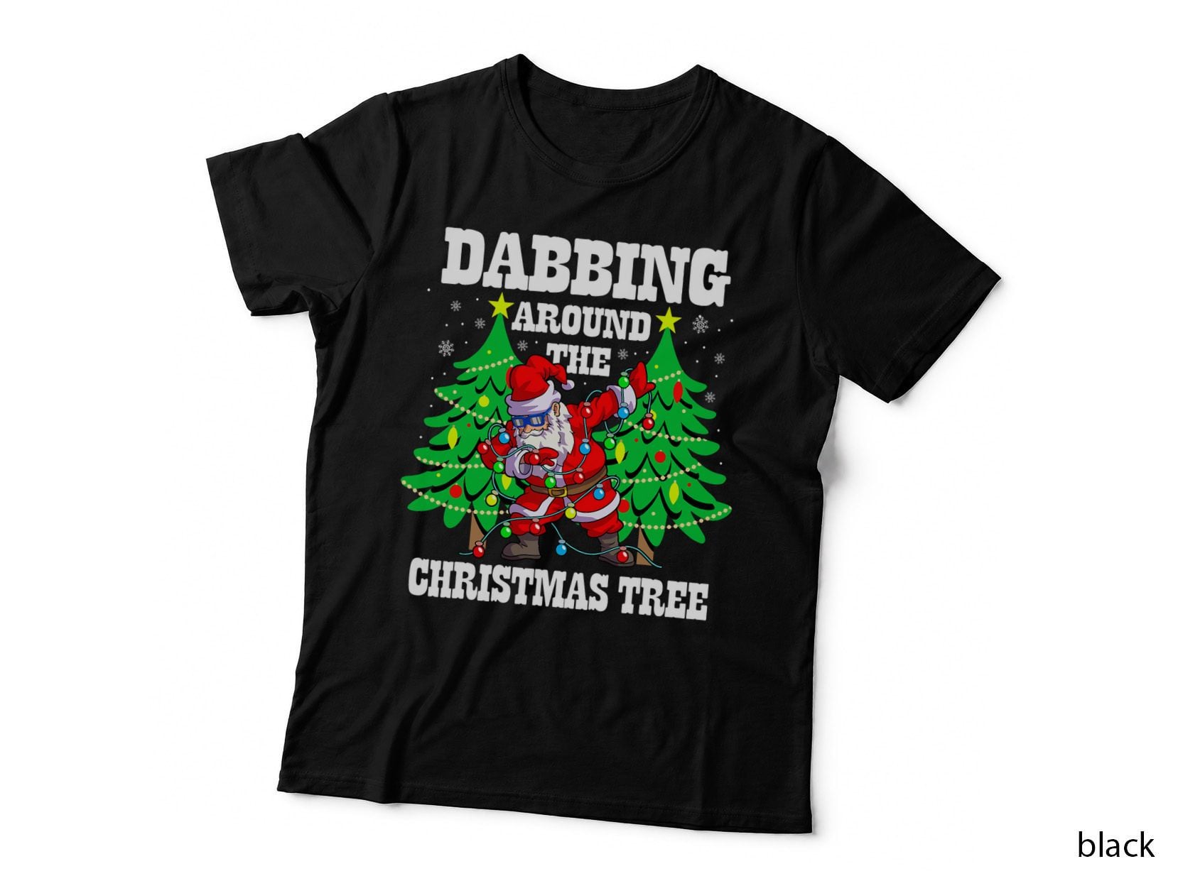 Dabbing Around the Christmas Tree Funny Santa Dab T-Shirt