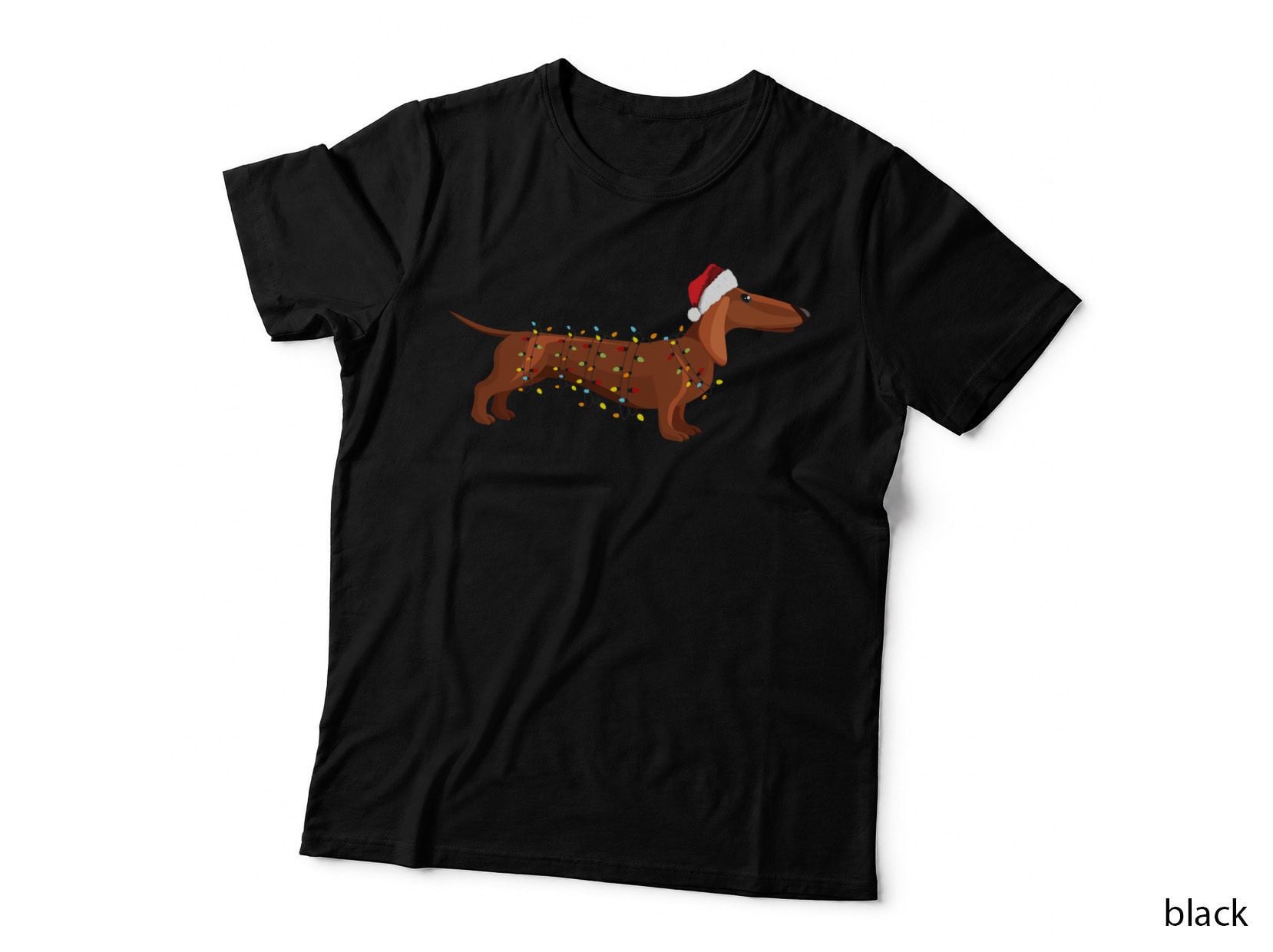 Dachshund Wiener Dog Christmas Light T-Shirt, Festive Holiday Style