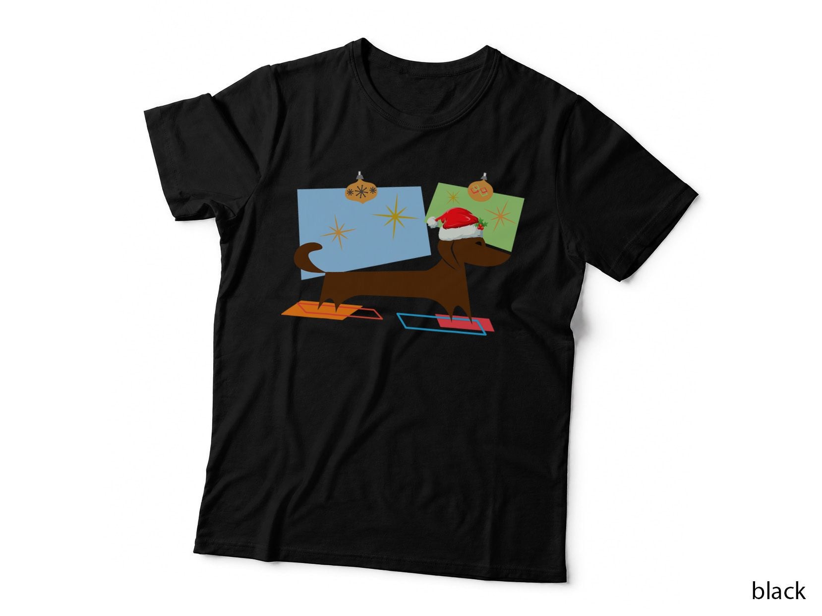 Dachshund Wiener Dog Retro Mid Century Modern Christmas T-Shirt