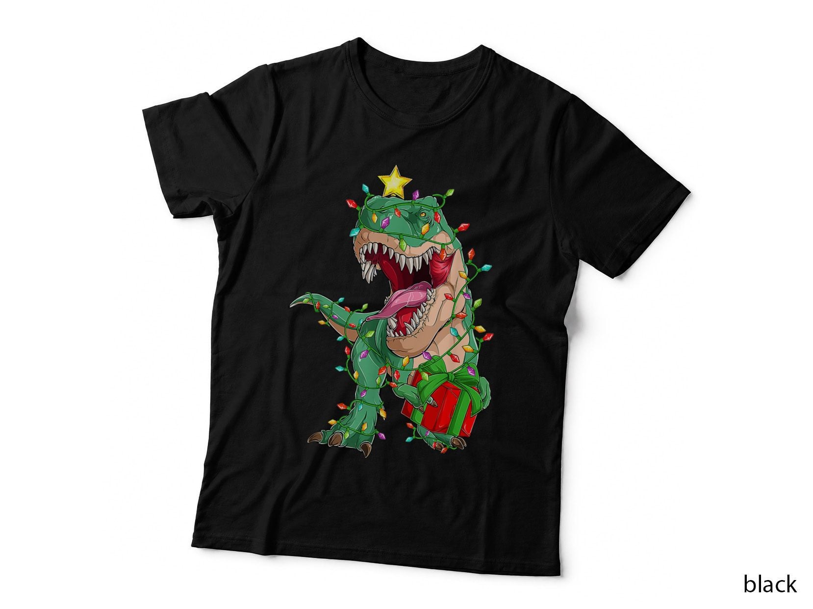 Dinosaur Xmas Tree Lights Tree Rex Christmas Pajamas T-Shirt