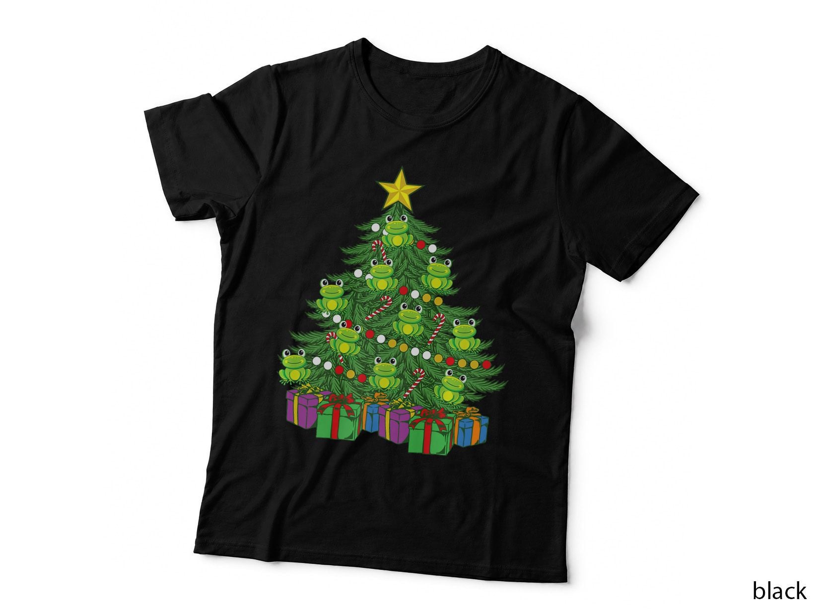 Frog Christmas Tree Cute Frog Ornaments Pet Frog Holiday Gift T-Shirt
