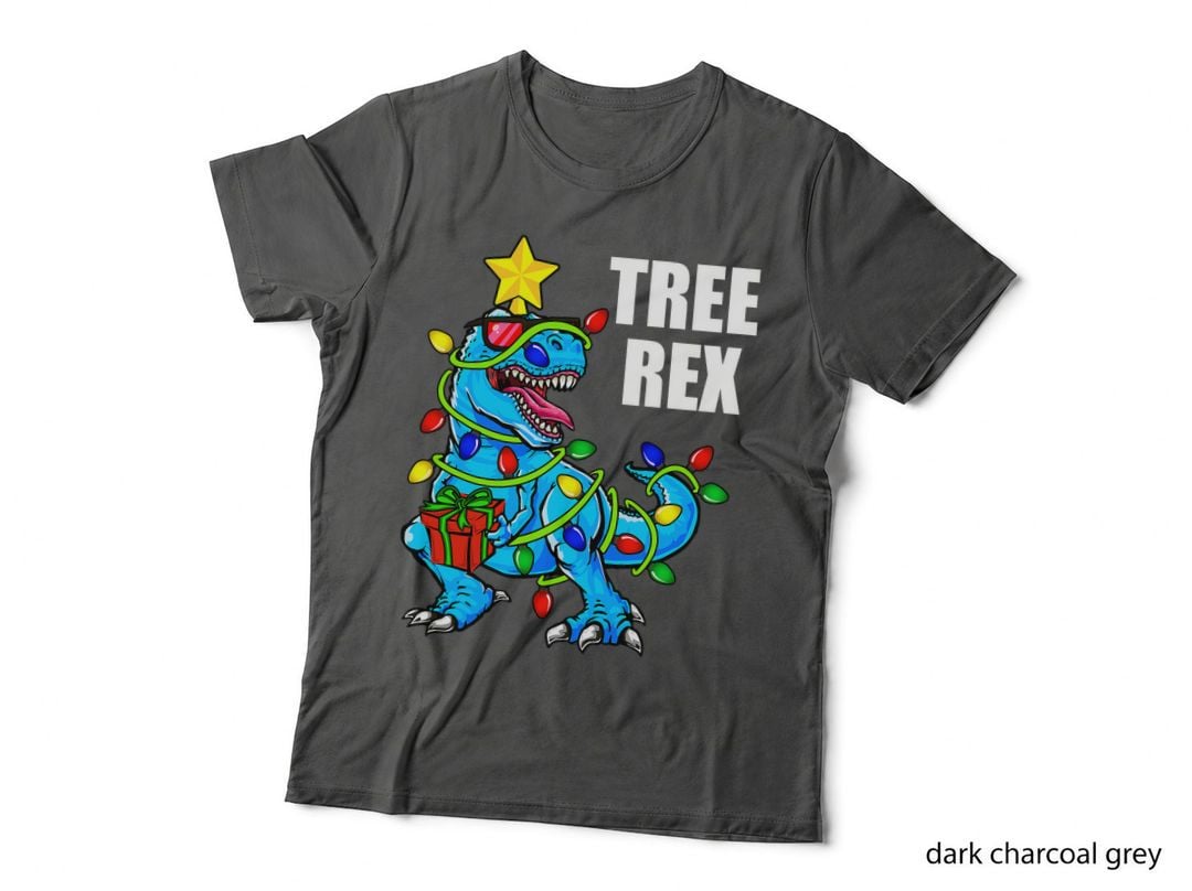 Funny Dinosaur Christmas Tree Rex Pajama Pj Men Boy Kid T-Shirt