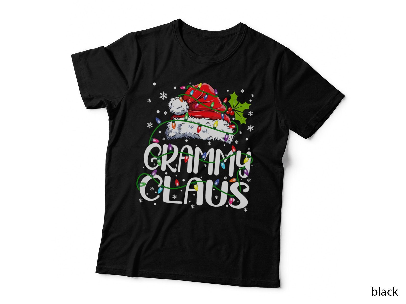 Grammy Claus Christmas Lights Pajama T-Shirt, Holiday Pajama Style