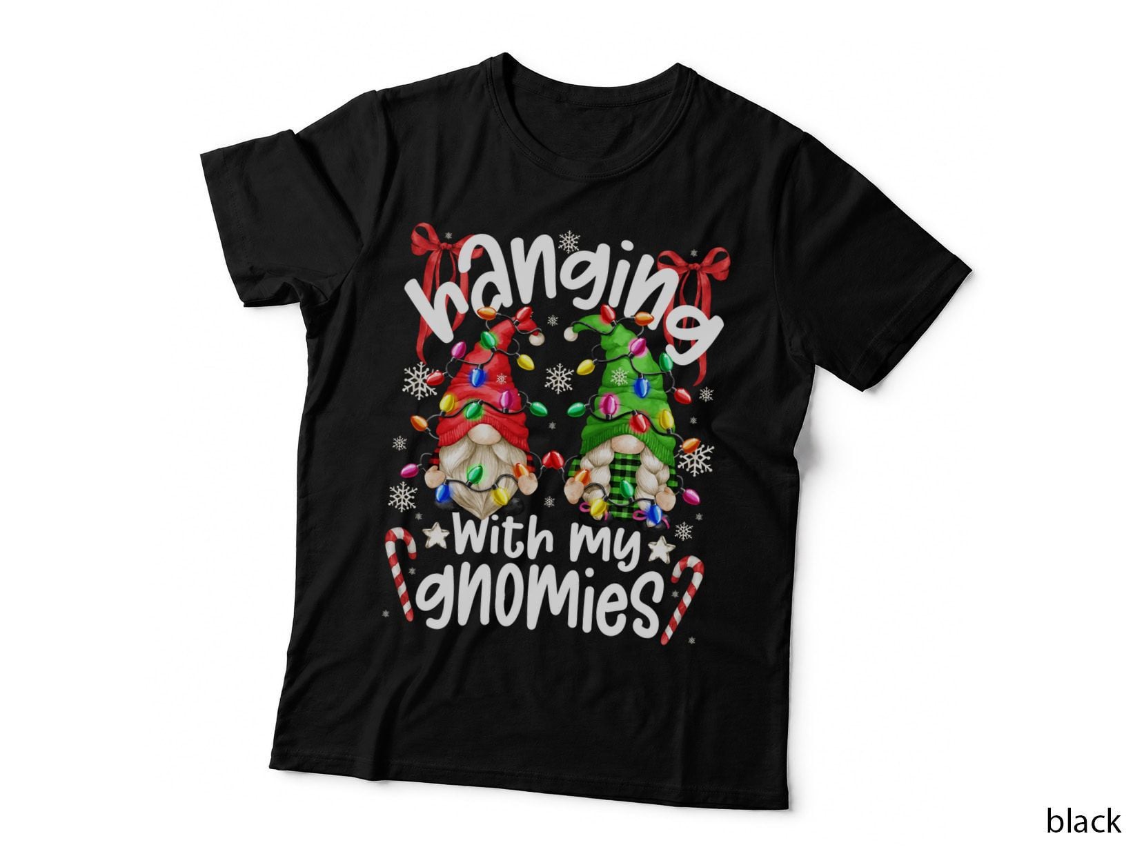 Hanging with My Gnomies with Colorful Christmas Lights Gnome T-Shirt