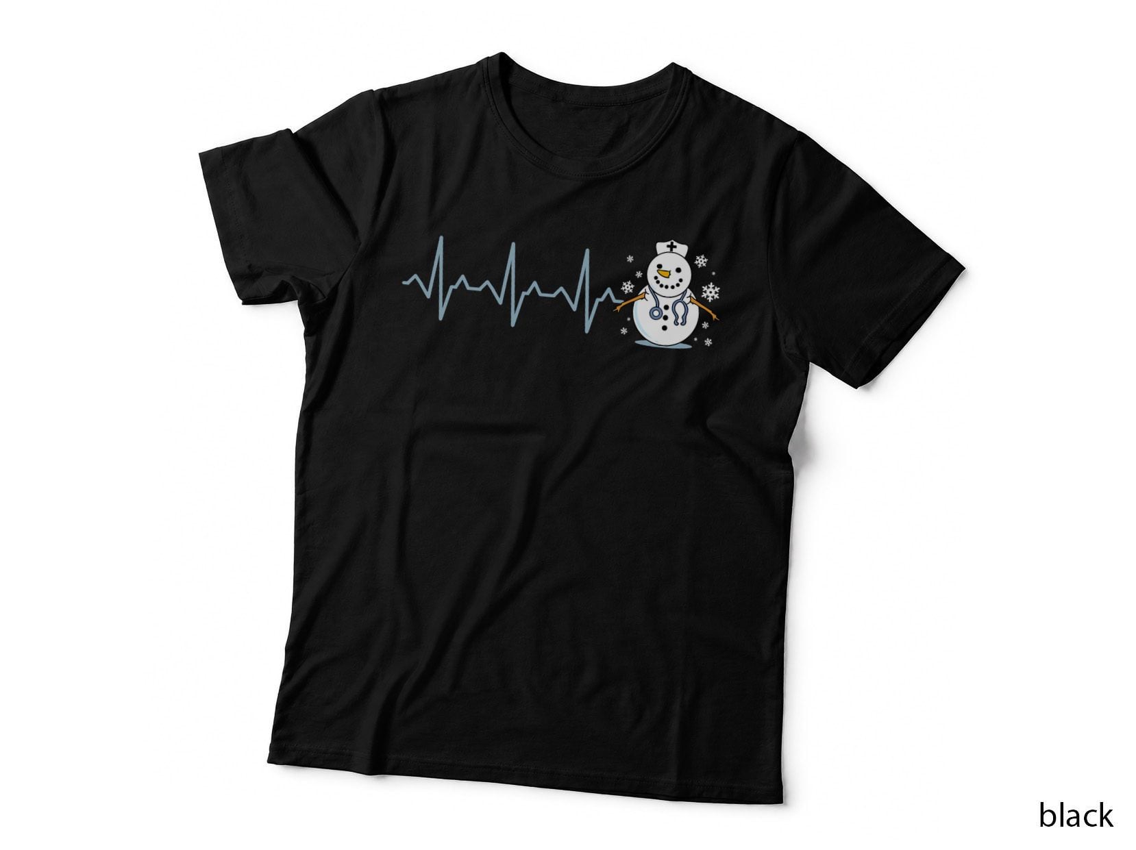 Heartbeat Nurse Snowman T-Shirt, Christmas Holiday Print, Nurse Gifts