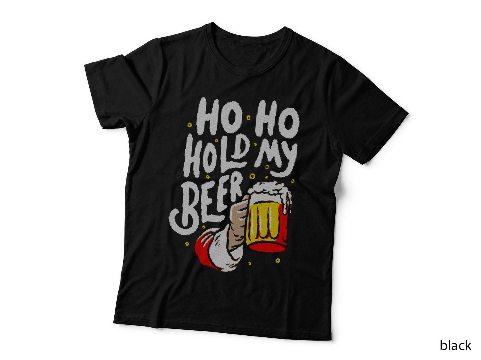 Ho Ho Hold My Beer - Funny Santa Claus Ugly Sweater Christmas Gift T-Shirt