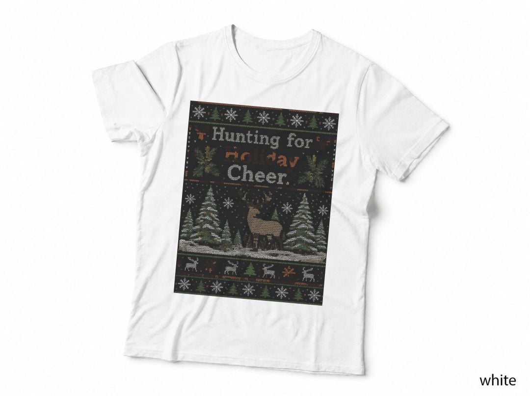 Hunting Christmas Ugly Sweater Deer Hunter Holiday Forest Knit Outdoor T-Shirt