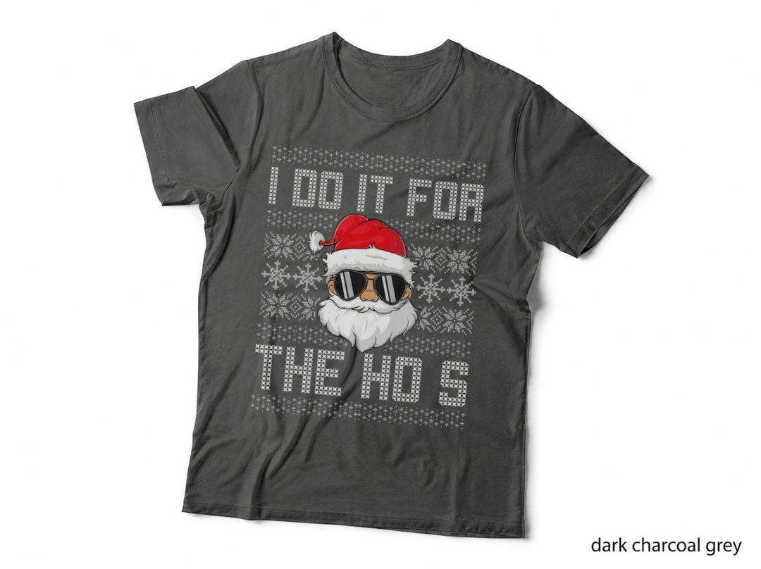 I Do It for the Hos Santa Black Ugly Sweater Christmas T-Shirt