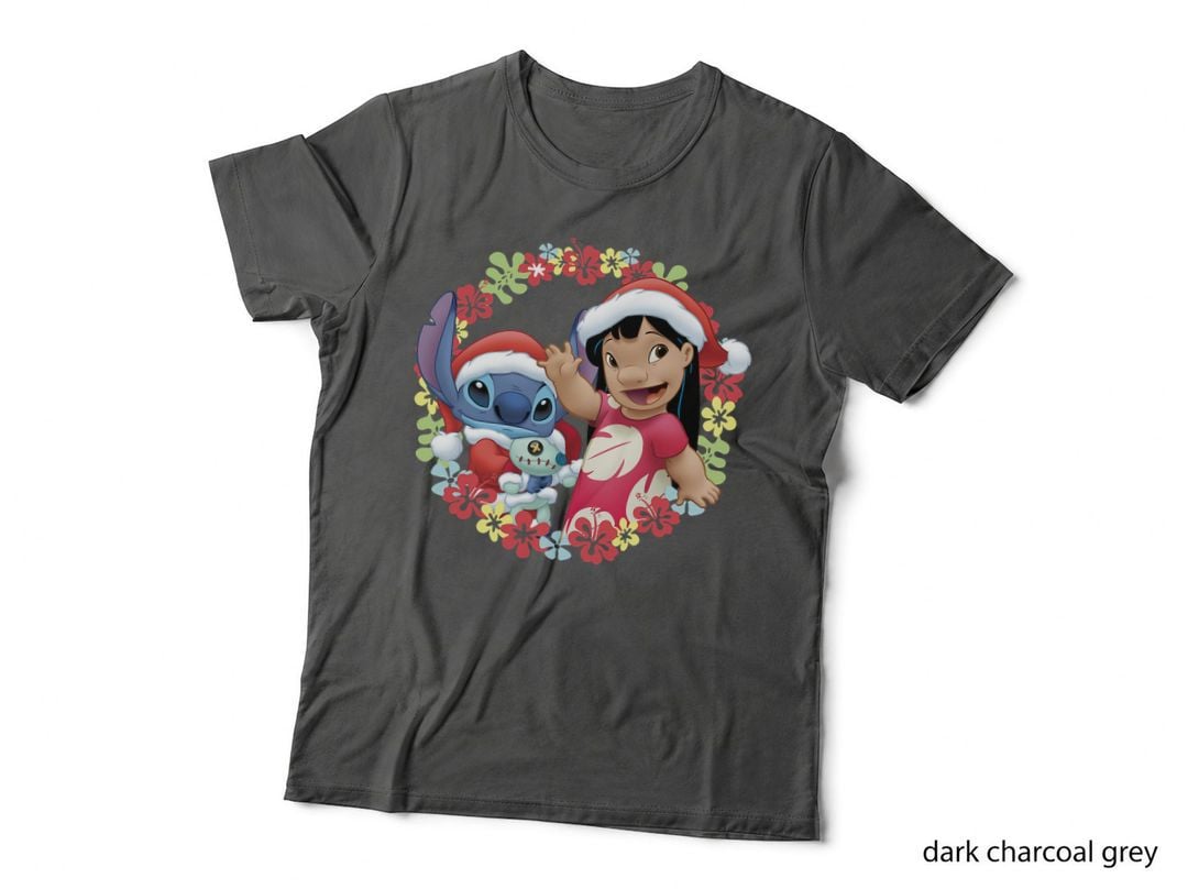 Island Girl & Alien Pet Christmas Hawaiian Flower Wreath T-Shirt
