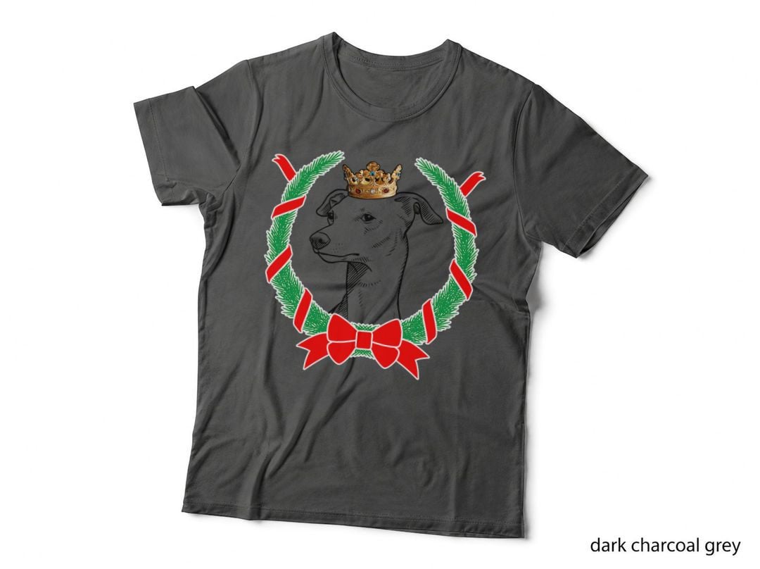 Italian Greyhound Wearing Crown Christmas T-Shirt, Festive Pet Apparel