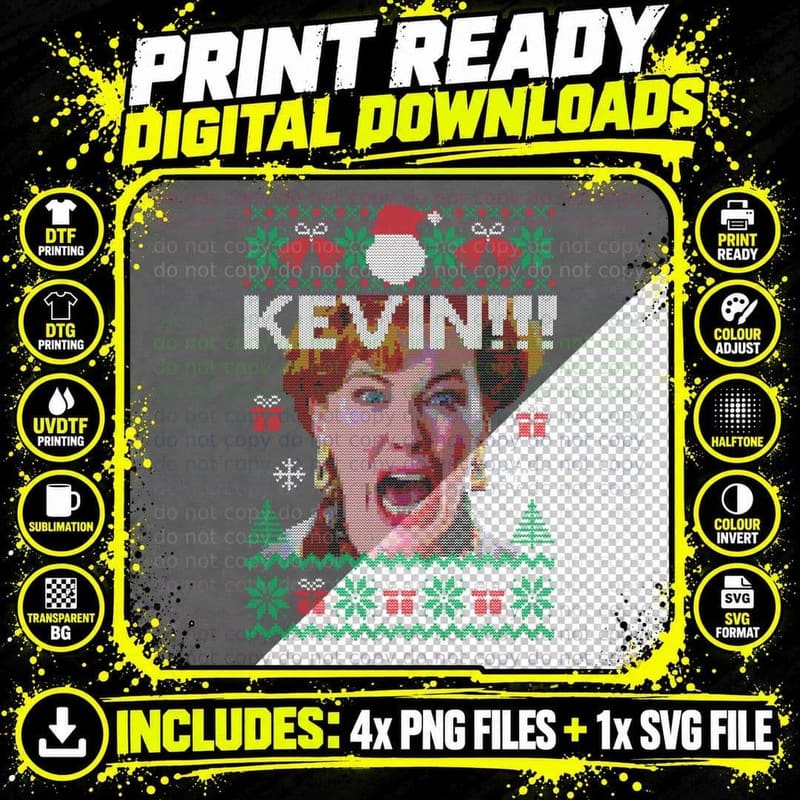 Kevin Ugly Christmas Sweater T-Shirt Png SVG Digital Bundle