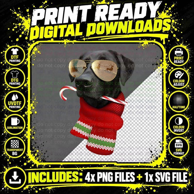 Labrador Christmas Gift, Festive Dog Lovers Apparel Png SVG Digital Bundle
