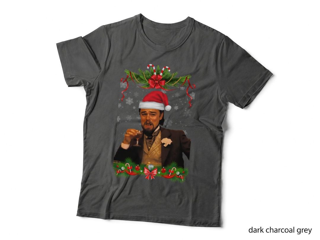 Laughing Man Santa Hat Wine Glass Meme, Holiday Garland, Christmas Tee