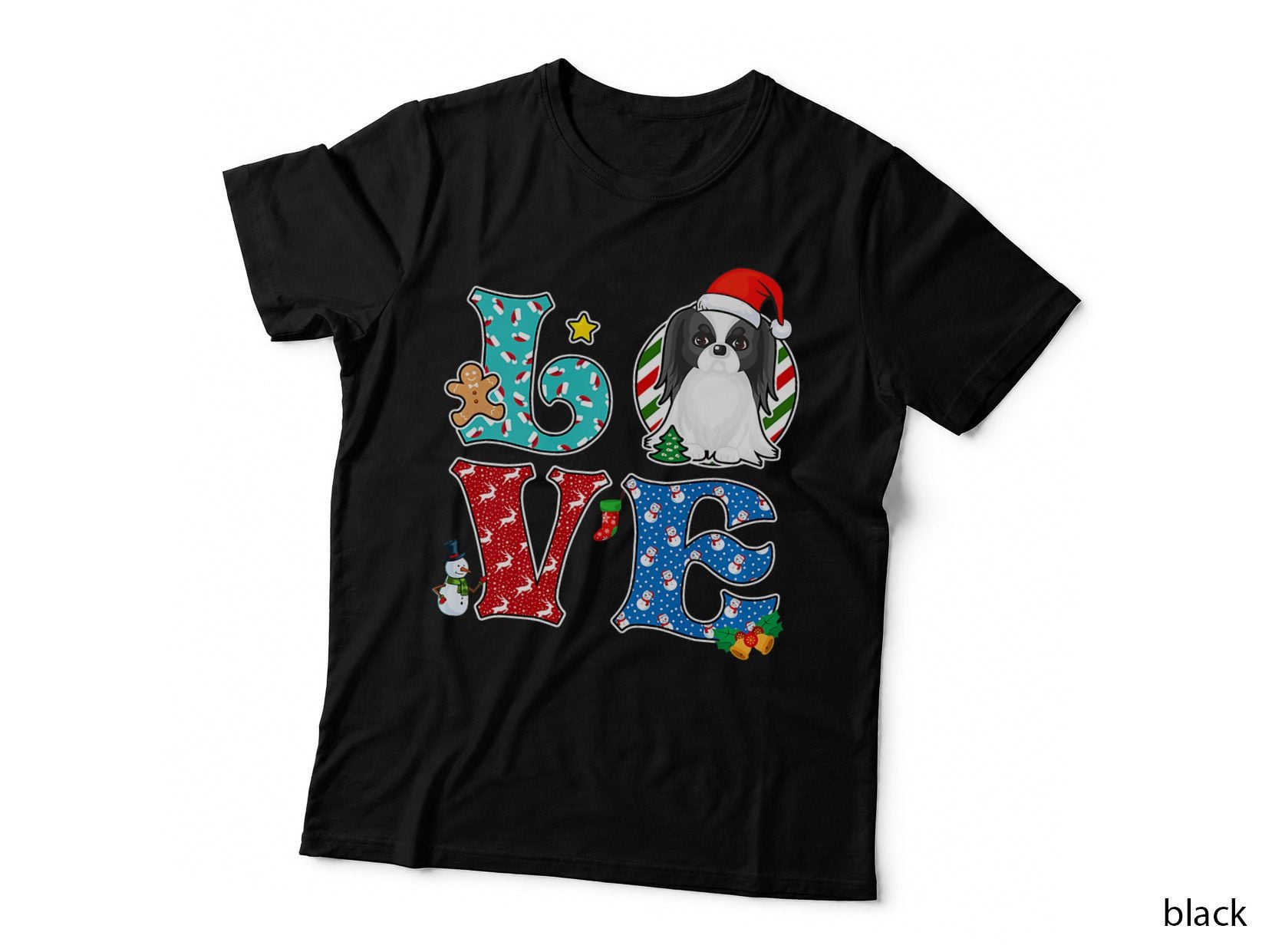 Love Japanese Chin Christmas T-Shirt, Festive Pet Lover Apparel