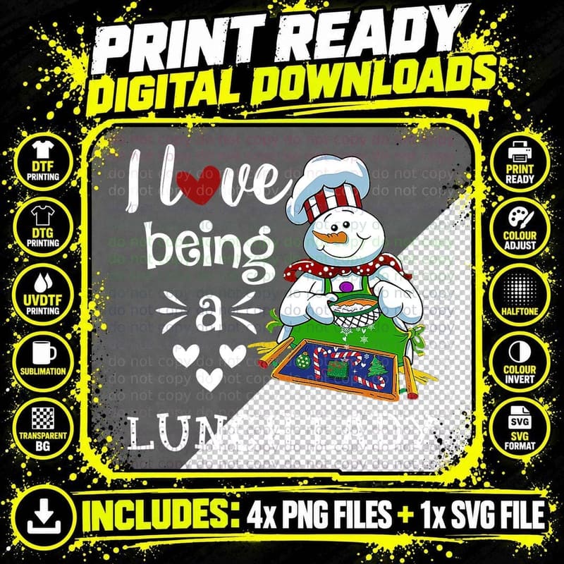 Lunch Lady Snowman Christmas T-Shirt, Holiday Cheer Png SVG Digital Bundle