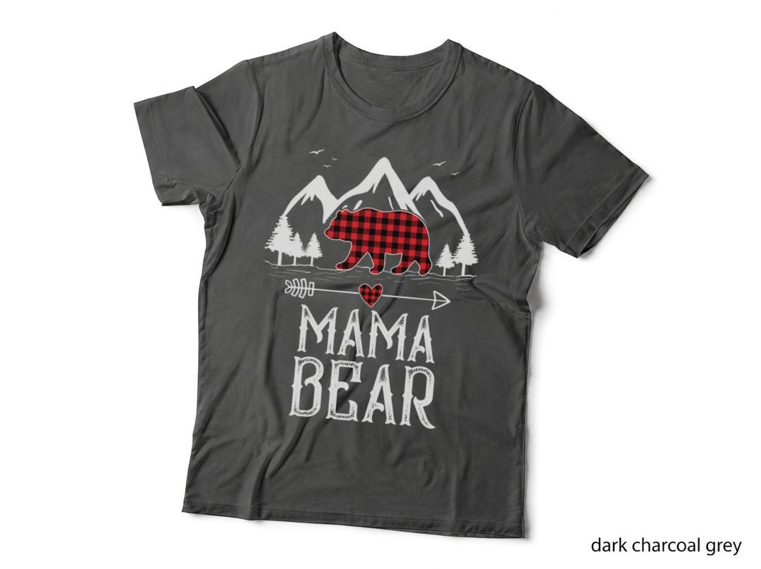 Mama Bear Christmas T-Shirt, Buffalo Plaid Matching Pajama, Holiday Family