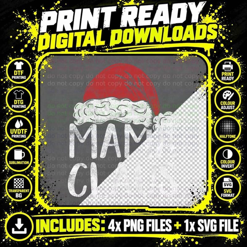 Mama Claus Christmas Costume Gift Santa Matching Family Png SVG Digital Bundle