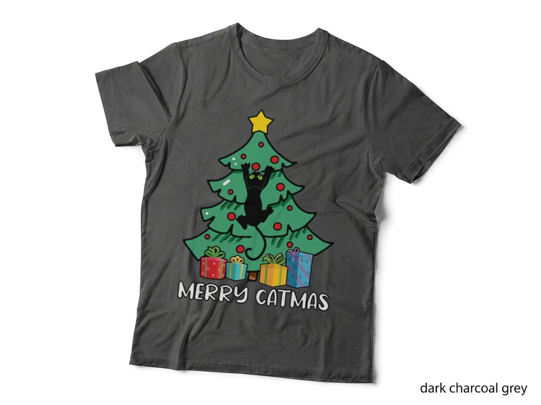 Merry Catmas Tree Cat Christmas T-Shirt
