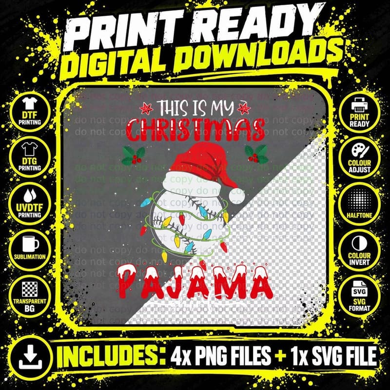 Merry Christmas Baseball Love Sport Santa Hat Light Bulb Png SVG Digital Bundle