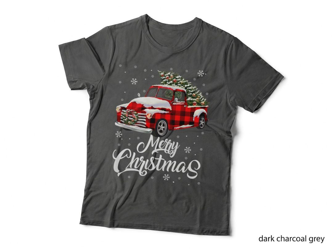 Merry Christmas Vintage Wagon Red Truck Pajama Family Party T-Shirt