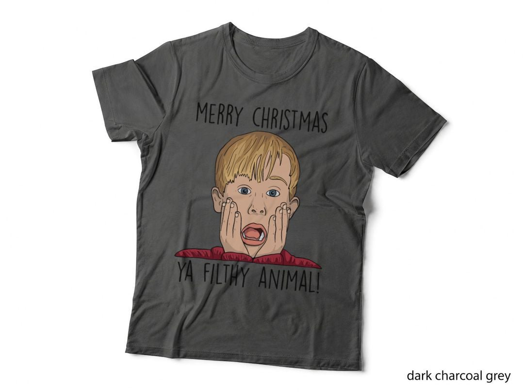 Merry Christmas Ya Filthy Animal, Blond Boy Hands on Cheeks, Movie Tee
