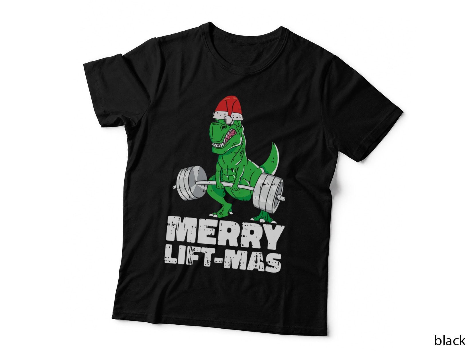 Merry Liftmas Christmas Funny X-Mas Pun T-Rex Gym Workout T-Shirt
