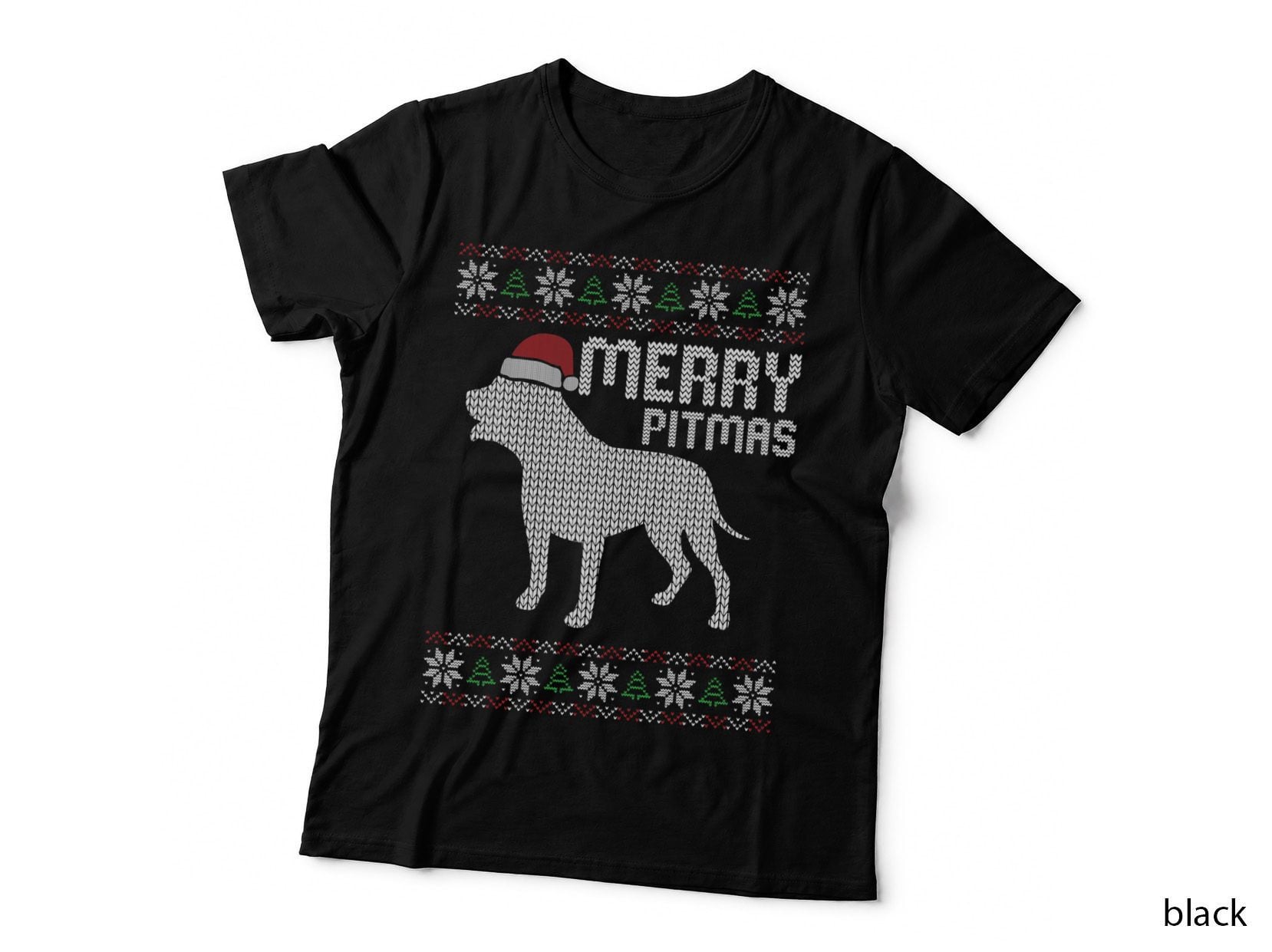 Merry Pitbull Pitmas Christmas Dog T-Shirt, Ugly X-Mas Pajama Style