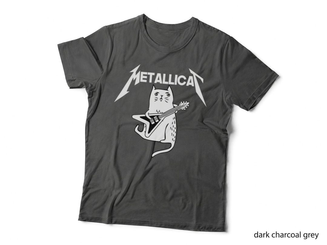 Metal Cat Playing Guitar Tee, Rock Band Kitty Christmas, Funny Music Lover