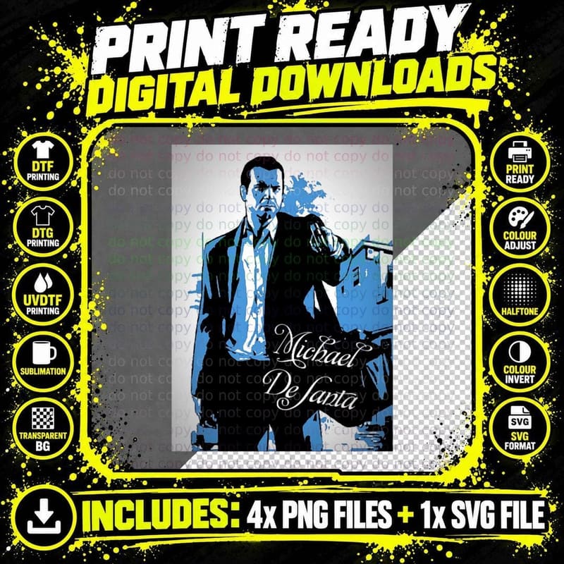 Michael De Santa (Pop Art)173 T-Shirt Png SVG Digital Bundle