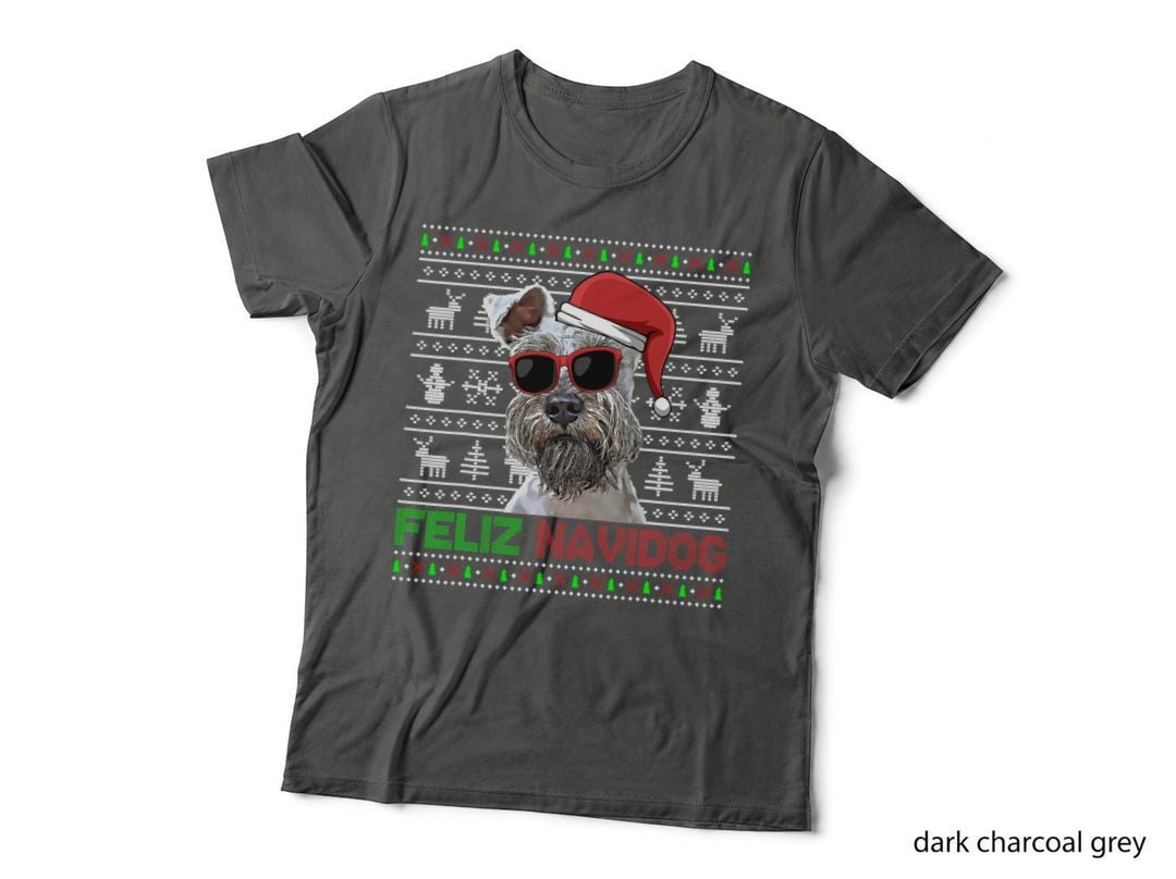 Miniature Schnauzer Dog Feliz Navidog T-Shirt, Christmas Holiday