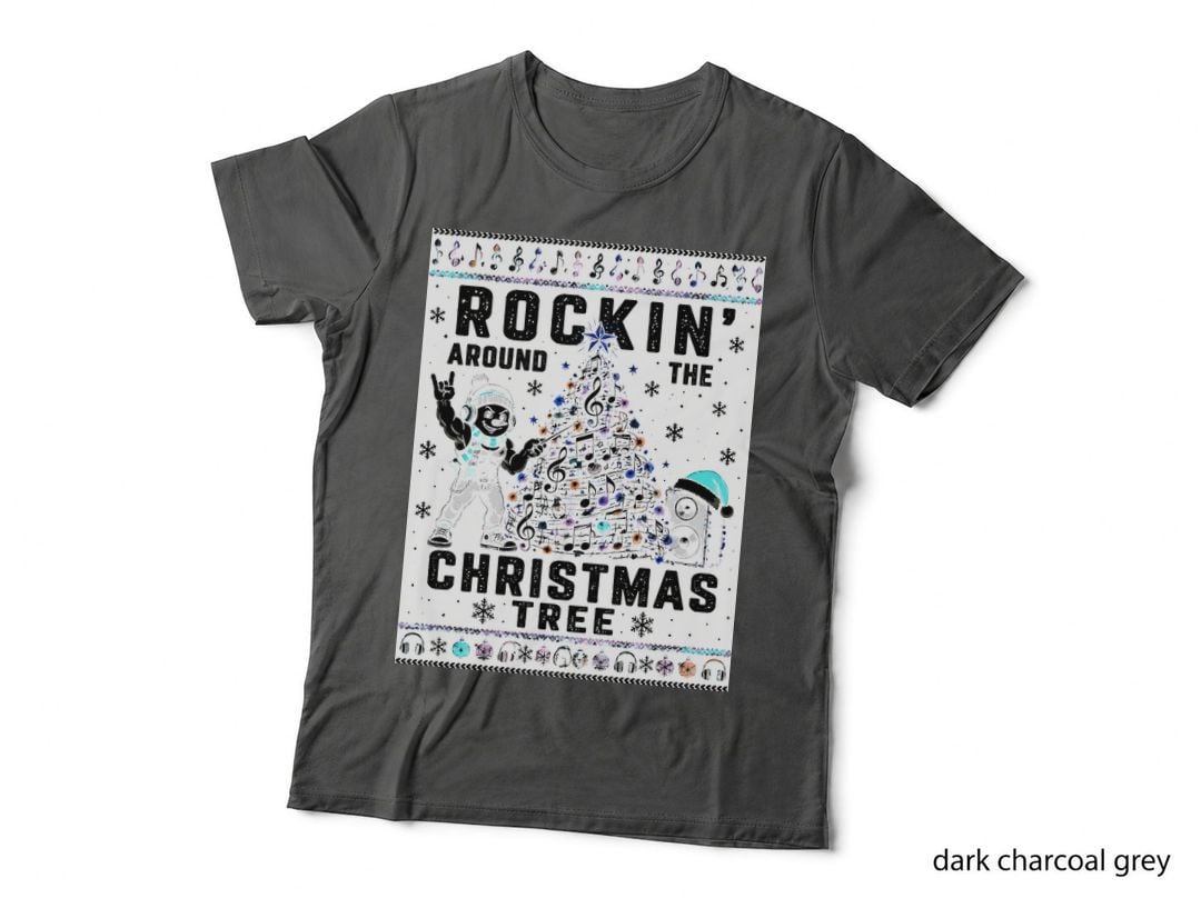 Music Lover Christmas Ugly Sweater Rocking Tree Music Notes Retro T-Shirt