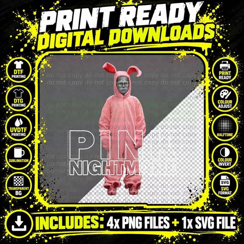 Nightmare Bunny Suit Christmas Story Png SVG Digital Bundle