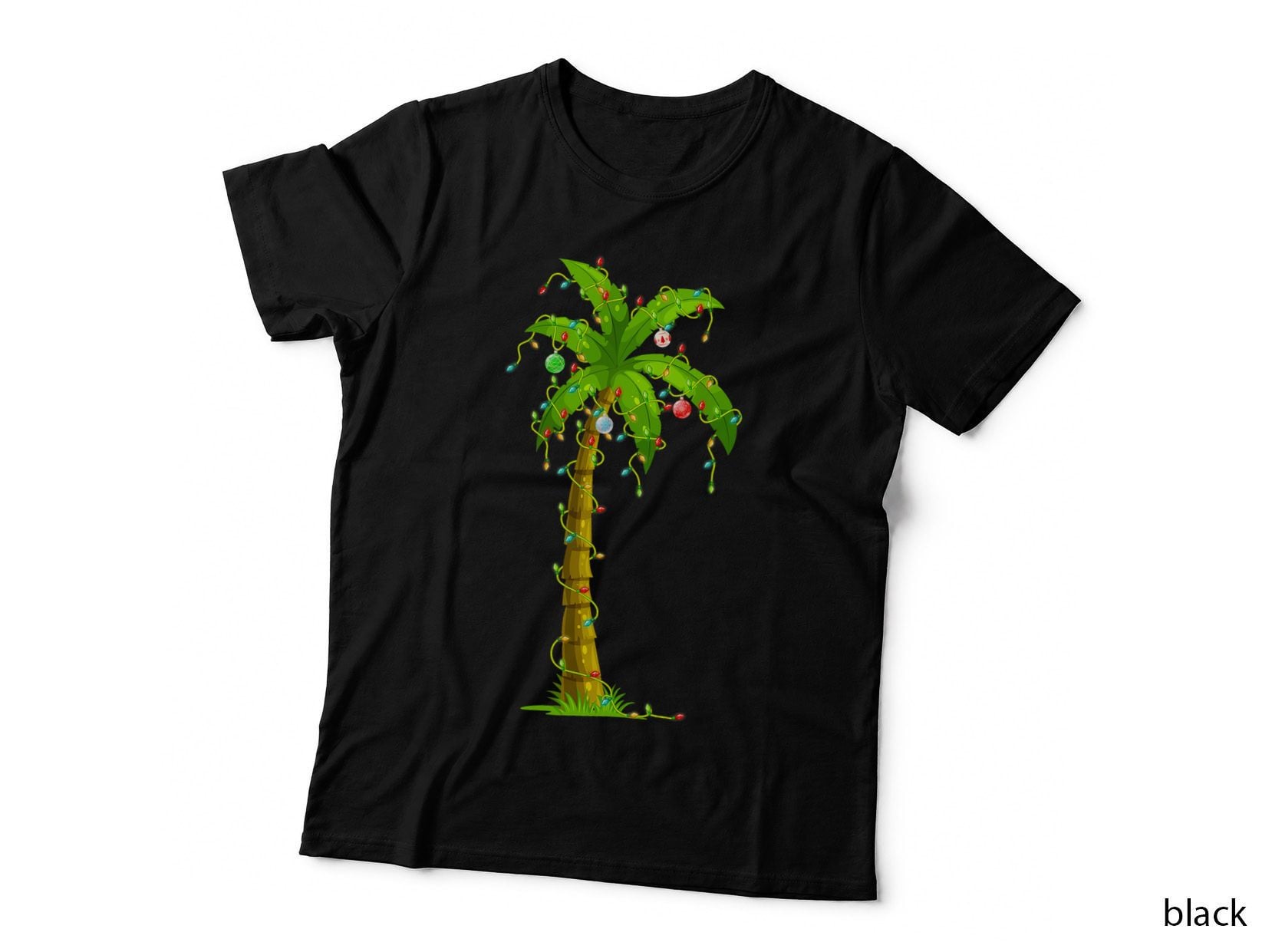 Palm Tree Christmas Lights & Ornaments Hawaii Tropical Xmas T-Shirt