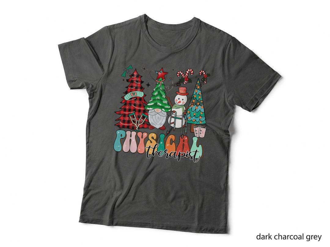 Physical Therapist PTA Christmas Trees Snowman Funny Xmas T-Shirt