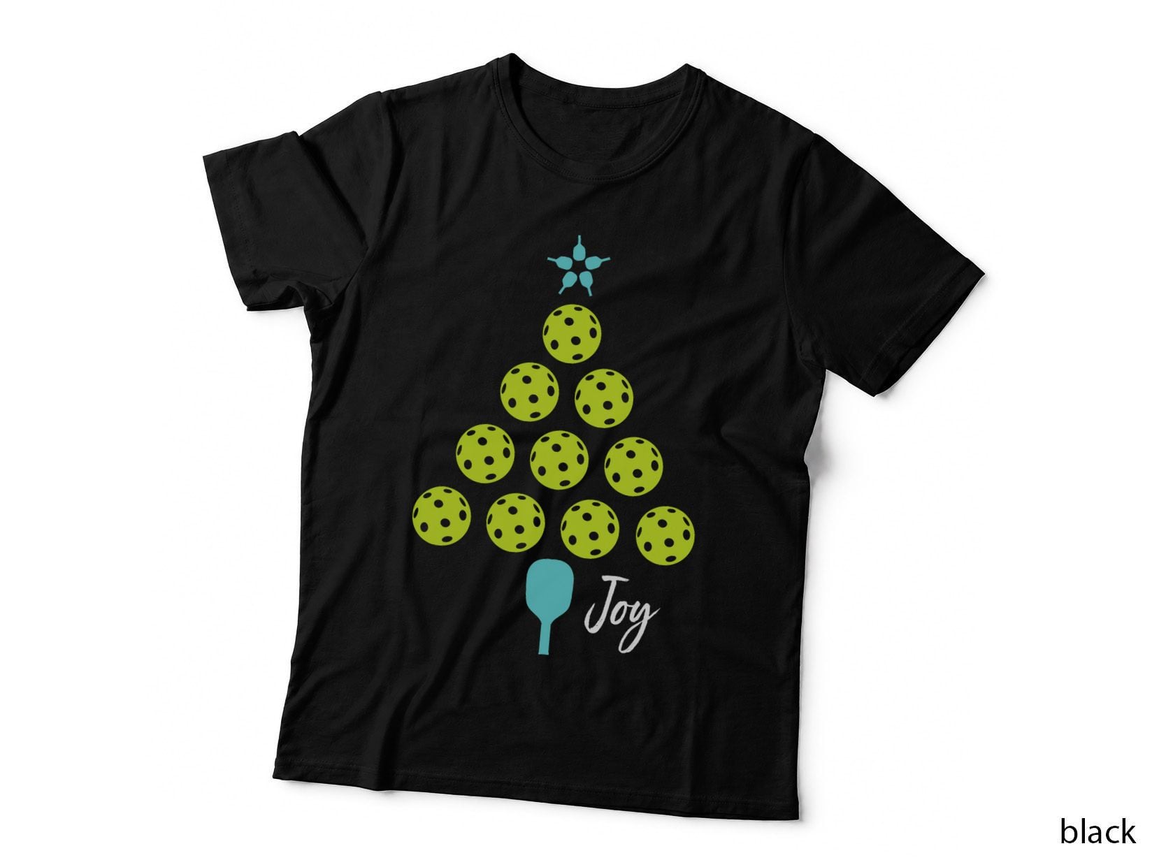 Pickleball Christmas Tree T-Shirt, Joy Paddle Ball, Xmas Player Holiday Sport