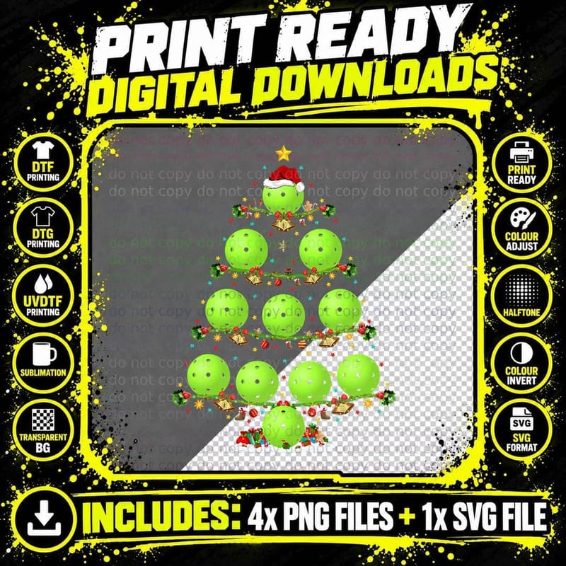 Pickleball Lover Lighting Santa Pickleball Christmas Png SVG Digital Bundle