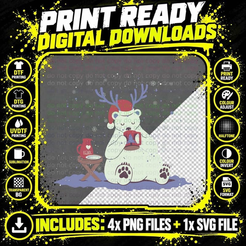 Polar Xmas Eggnog T-Shirt Png SVG Digital Bundle