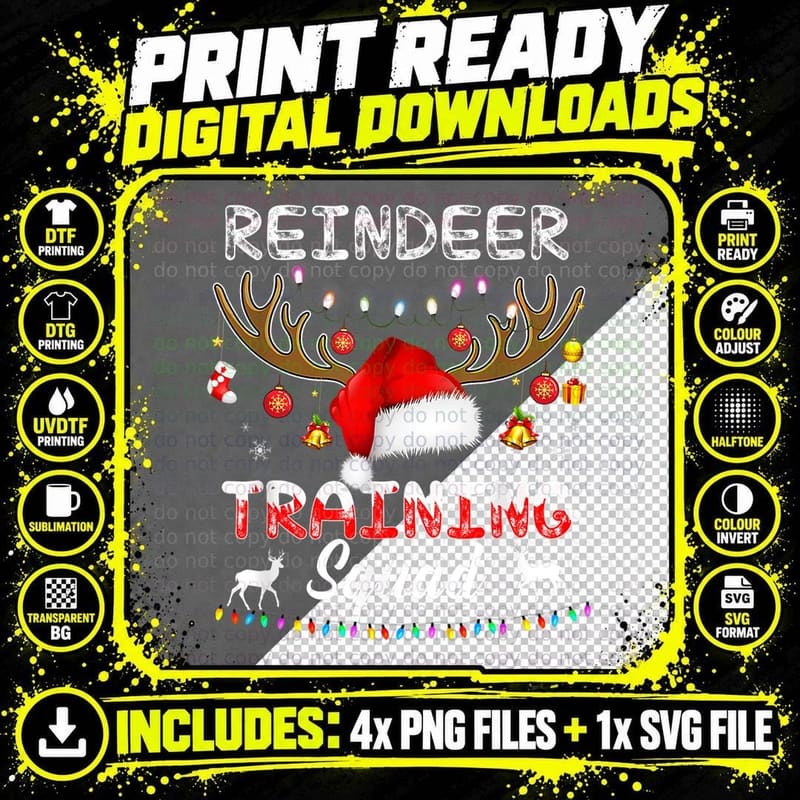 Reindeer Training Squad T-Shirt, Christmas Holiday Theme Png SVG Digital Bundle