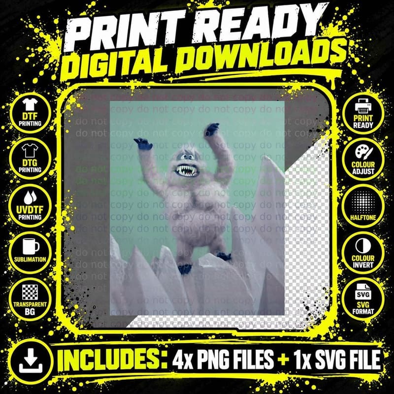 Retro Abominable Snowman T-Shirt, Vintage Yeti Print Png SVG Digital Bundle