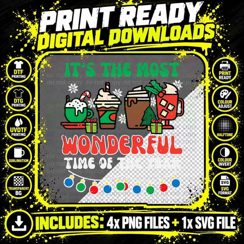 Retro Christmas T-Shirt, Festive Holiday Print Png SVG Digital Bundle