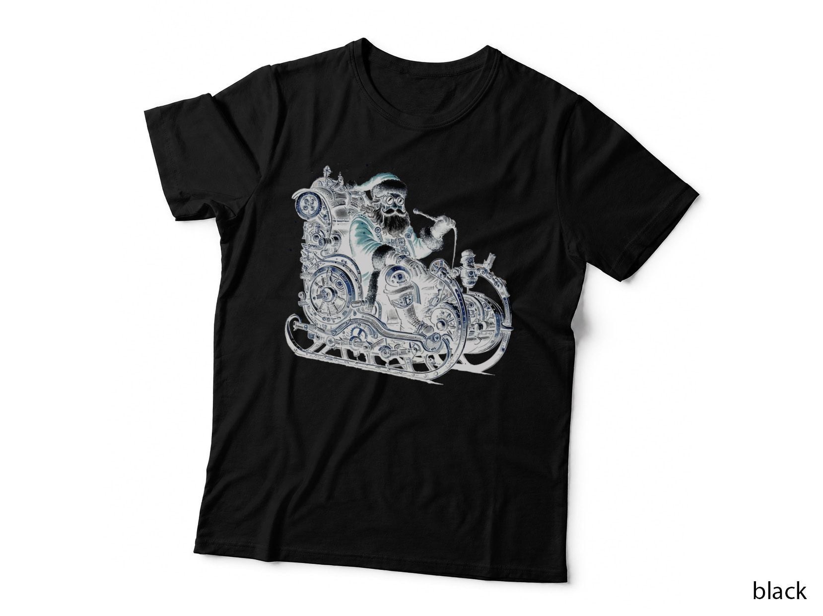Retro Steampunk Santa Snowman Christmas Fantasy Sci-Fi T-Shirt