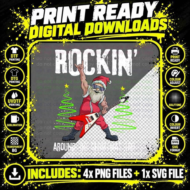 Rockin' Around Christmas Tree T-Shirt Png SVG Digital Bundle