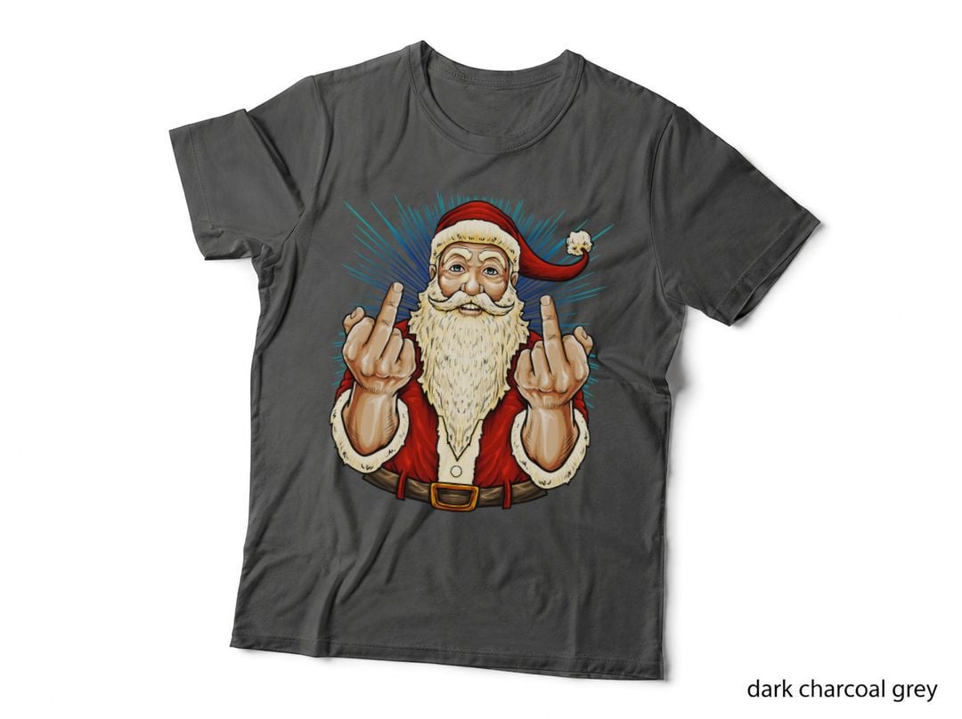 Santa Middle Finger Flip off St. Nick Christmas Profanity T-Shirt