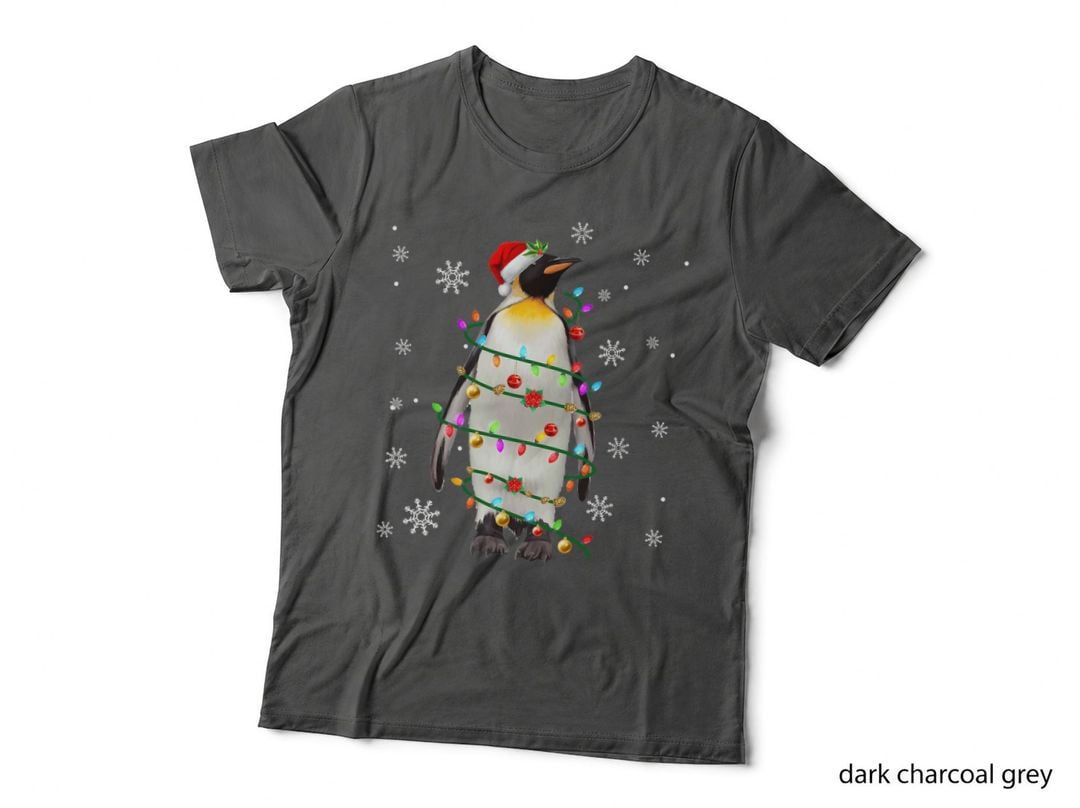 Santa Penguin Christmas Tree Light Pajama X-Mas Matching T-Shirt