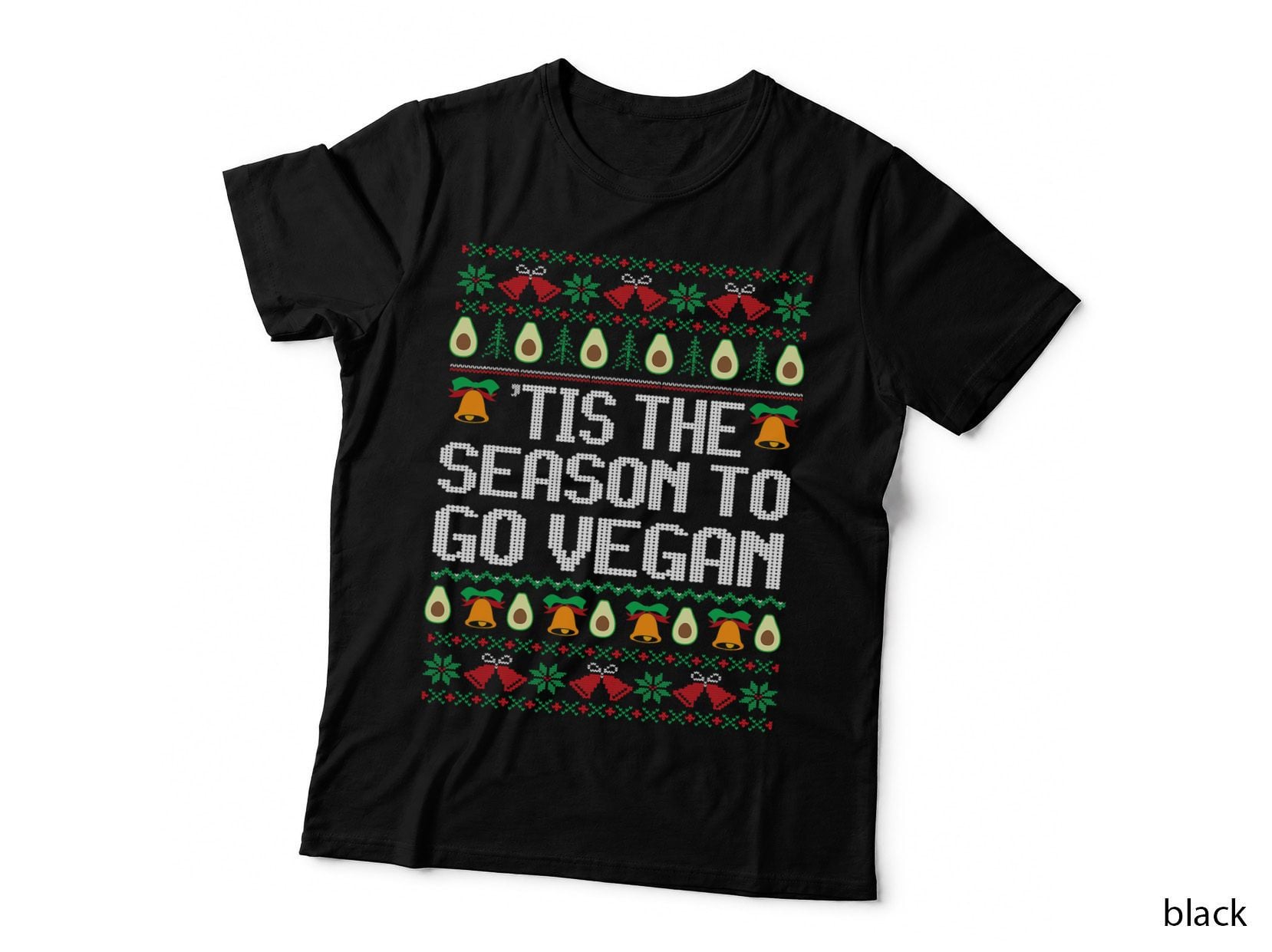 Season to Go Try Vegan Avocado Ugly Sweater Christmas T-Shirt